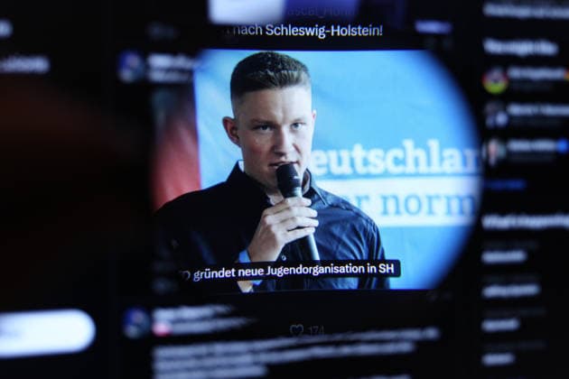 The X account of Jean Pascal Hohm, the chairman of Generation Germany, the youth organization of the Alternative for Germany party, was opened on a laptop. He uploaded a video of the newly founded Schleswig-Holstein state association, in which state leader Jasper Griebel can be seen Symbolic image Symbolic photo Schnelsen Hamburg