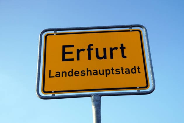Erfurt, State capital Thuringia, Town entrance sign, Place-name sign 1131607811