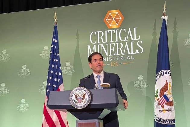 US Secretary of State Marco Rubio speaks during a press conference at the State Department headquarters in Washington, D.C. USA 04 February 2026. Rubio suggested he is in negotiations with the Argentine government to accept migrants from other countries deported from the United States, though he stressed that no agreement has been reached. Rubio suggests negotiations with Argentina to accept migrants deported from the U.S. !ACHTUNG: NUR REDAKTIONELLE NUTZUNG!  Copyright: xEduardxRibasx USA7946 20260204-55019280283_1