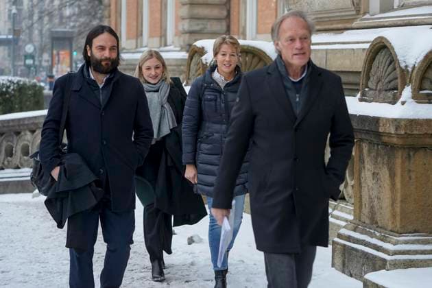 Gerhard Delling TV presenter Christina Block entrepreneur with her defense lawyer Ingo Bott and her defense lawyer Paula Wlodarek the defense lawyers and defendants come as usual on foot to the hearing at the trial for alleged child abduction in the Hamburg Regional Court Criminal Justice Building abduction case of the Block children Hamburg Germany