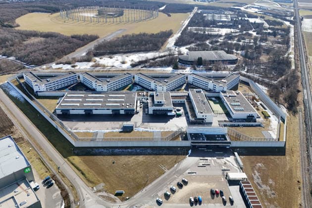 Aerial view,Aerial view JVA Gablingen near Augsburg correctional facility