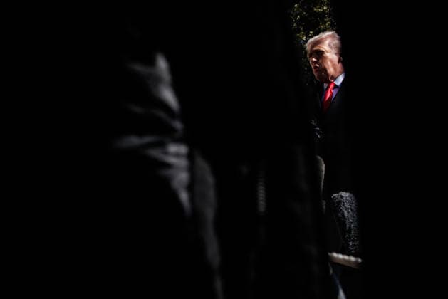 DC: President Donald Trump and First Lady Melania Trump Depart White House U.S. President Donald Trump speaks to reporters before departing from the South Lawn of the White House in Marine One on February 13, 2026 in Washington, D.C. The President and First Lady are heading to Fort Bragg in North Carolina to meet with U.S. military families before heading to the Presidents private club, Mar-a-Lago in Palm Beach, Florida for the weekend. (Photo by Samuel Corum Pool ABACAPRESS.COM) Washington DC United States  Copyright: xPool ABACAx