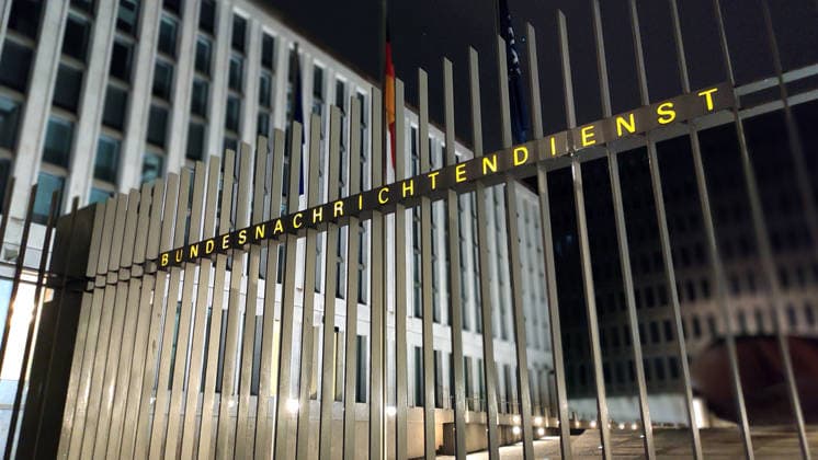13 02 2026, Berlin Germany Federal Intelligence Service in the evening
