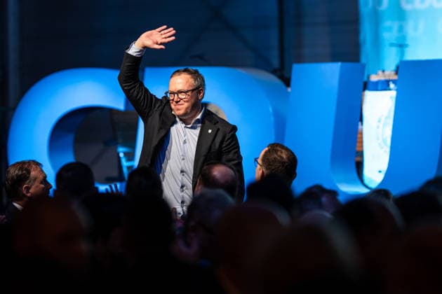POLITICAL ASHER WEDNESDAY OF THE THURINGIAN CDU 18 02 2026 Apolda Thuringian Prime Minister Mario Voigt CDU is welcomed The Thuringian CDU held its 33rd Political Ash Wednesday on February 18, 2026 in the Vereinsbrauereihalle in Apolda