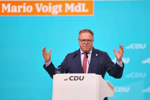 Stuttgart, Baden Württenberg, Germany, 20 02 2026 Exhibition Hall 38 Federal Party Conference of the CDU of Germany Mario Voigt, Minister President of Thuringia Copyright: xdtsxNachrichtenagenturx dts_107442
