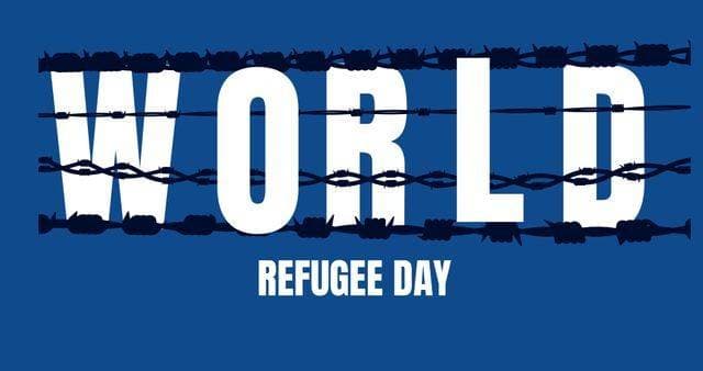 Image of world refugee day over navy blue background, 03.04.2022 06:00:00, 3663332IFE-220428xcreatorid:x148 Copyright: xIFE-220428xcreatorid:x148x 3663332