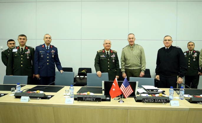 NATO Military Committee in Chiefs of Defence Session BRUSSELS, BELGIUM - JANUARY 16: Turkish Chief of General Staff Yasar Guler (4th R) and U.S. Joint Chiefs of Staff Chairman General Joseph Dunford (3rd R) pose for a photo within the NATO Military Committee in Chiefs of Defence Session on January 16, 2019 in Brussels, Belgium. Brussels Hoofdstedelijk Gewest Belçika. Editorial use only. Please get in touch for any other usage.  Copyright: x2025xAnadoluxDursunxAydemirx