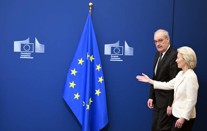 EU Commission President Ursula von der Leyen meets Swiss President Parmelin in Brussels BRUSSELS, BELGIUM - MARCH 02: European Commission President Ursula von der Leyen (R) meets with Swiss Confederation President Guy Parmelin (L) in Brussels, Belgium, on March 2, 2026. Dursun Aydemir Anadolu Brussels Belgium. Editorial use only. Please get in touch for any other usage. Copyright: x2026xAnadoluxDursunxAydemirx