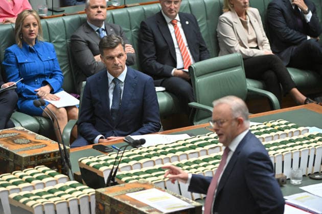 QUESTION TIME, Leader of the Opposition Angus Taylor and Prime Minister Anthony Albanese during Question Time in the House of Representatives at Parliament House in Canberra, Tuesday, March 3, 2026. ( NO ARCHIVING CANBERRA AUSTRALIAN CAPITAL TERRITORY AUSTRALIA  Copyright: xMICKxTSIKASx 20260303112419073552