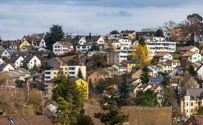 City of Schaffhausen Flurlingen, Switzerland, 1st Mar 2026 View of the Buchthalen district in Schaffhausen, where numerous properties of different types are located Photo by Andreas Haas dieBildmanufaktur
