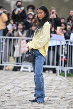 PFW Loewe Outside Arrivals Laika Blanc-Francard arriving at the Loewe show during Fashion Week in Paris, France on March 6, 2026. Photo by Julien Reynaud APS-Medias ABACAPRESS.COM Paris France Copyright: xReynaudxJulien APS-Medias ABACAx