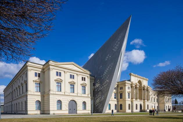 Military History Museum of the German Armed Forces The museum was rebuilt according to plans by Daniel Libeskind In the shape of a wedge, the British bomber units flew into Dresdens old town in February 1945 Dresden Saxony Germany