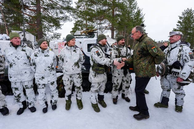 Cold response 2026 Bardufoss 20260313 German Chancellor Friedrich Merz meets German soldiers in Bardufoss in connection with Cold Response 2026 Photo Lise Aserud NTB Bardufoss Norway NJ ohBTbY Y EDITORIAL USE ONLY Ref BNC POLNJ ohBTbY Y jpg  Copyright: xLisexAserudxx xNTBx