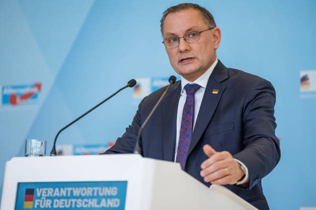 Statement AfD Tino Chrupalla AfD , at a statement of the AfD on 17 03 2026 in Berlin Berlin Germany Reichstag