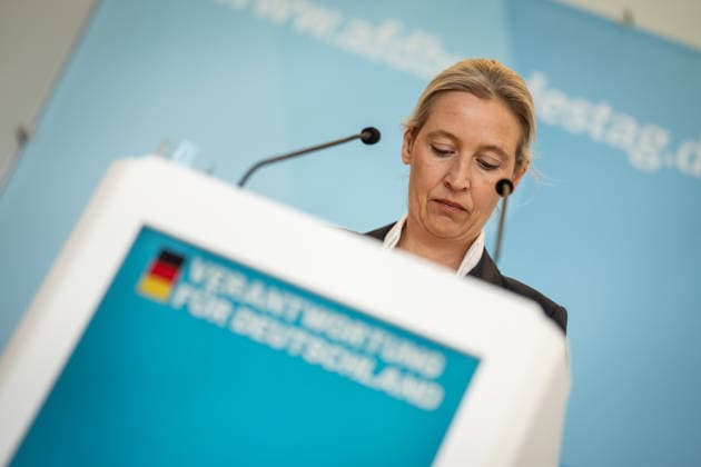 Party and parliamentary group leader Alice Weidel in the German Bundestag^ Statement by the AfD parliamentary group leader in the German Bundestag Parliamentary group level in the Reichstag building, Berlin Berlin Germany Bundestag