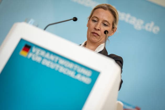 Party and parliamentary group leader Alice Weidel in the German Bundestag^ Statement by the AfD parliamentary group leader in the German Bundestag Parliamentary group level in the Reichstag building, Berlin Berlin Germany Bundestag