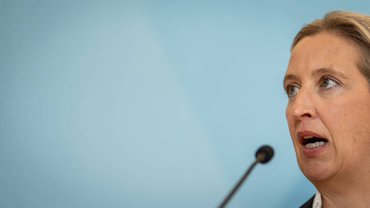 Party and parliamentary group leader Alice Weidel in the German Bundestag^ Statement by the AfD parliamentary group leader in the German Bundestag Parliamentary group level in the Reichstag building, Berlin Berlin Germany Bundestag