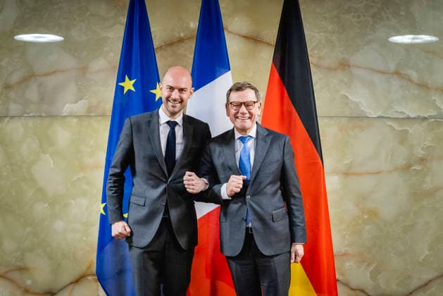 R L Johann Wadephul CDU , Federal Foreign Minister, and Jean Noel Barrot, Foreign Minister of France, photographed during a meeting in Berlin, 18 03 2026 Photographed on behalf of the Federal Foreign Office Berlin Germany Copyright: xJulianexSonntag AAx