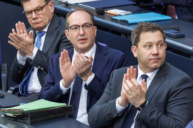 Bundestag Johann Wadephul CDU , Federal Foreign Minister, Alexander Dobrindt CSU , Federal Minister of the Interior and Lars Klingbeil SPD , Federal Minister of Finance in the German Bundestag on 18 03 26 in Berlin Berlin Berlin Germany Bundestag