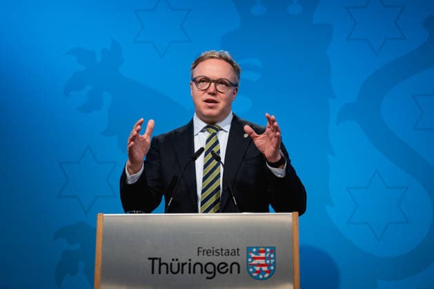 GOVERNMENT MEDIA CONFERENCE OF THE THURIAN STATE GOVERNMENT 24 03 2026 Erfurt Thuringian Minister President Mario Voigt CDU gave an outlook on the most important Thuringian topics for the upcoming Minister Presidents Conference East in Berlin and the Federal Council at the Thuringian State Government Media Conference on March 24, 2026