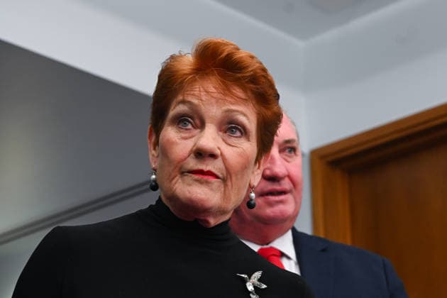 PAULINE HANSON PRESSER, One Nation Leader Pauline Hanson and One Nation member for New England Barnaby Joyce speak to the media during a dooorstop interview at Parliament House in Canberra, Wednesday, March 25, 2026. ( NO ARCHIVING CANBERRA AUSTRALIAN CAPITAL TERRITORY AUSTRALIA  Copyright: xLUKASxCOCHx 20260325176554055752
