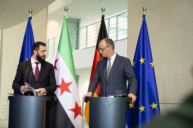 Press conference with Federal Chancellor Friedrich Merz CDU and S Copyright: epd-bild HansxScherhaufer epd-Syrischer_Praesident4-kopieren