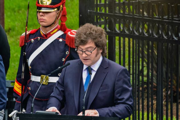 April 2, 2026, Merlo, Buenos Aires, Argentina: Javier Milei led the main ceremony commemorating Veterans and Fallen Soldiers of the Falklands War on April 2nd in Plaza San MartoÂ­n (Retiro, Buenos Aires). He reaffirmed Argentine sovereignty, paid tribute to the fallen, and announced special recognition for veterans, with a speech focused on the new doctrine of the armed forces..President Javier Milei was accompanied by the Secretary General of the Presidency, Karina Milei, the Mayor of Buenos Aires, Jorge Macri, Patricia Bullrich, Luis Petri, MartoÂ­n Menem, and Manuel Adorni..The ceremony took place at the Cenotaph to the Fallen in the Falklands, located in Plaza San MartoÂ­n, in the Retiro neighborhood of Buenos Aires. Merlo Argen - ZUMAg260 20260402_znp_g260_007 Copyright: xMilagrosxGonzalezx
