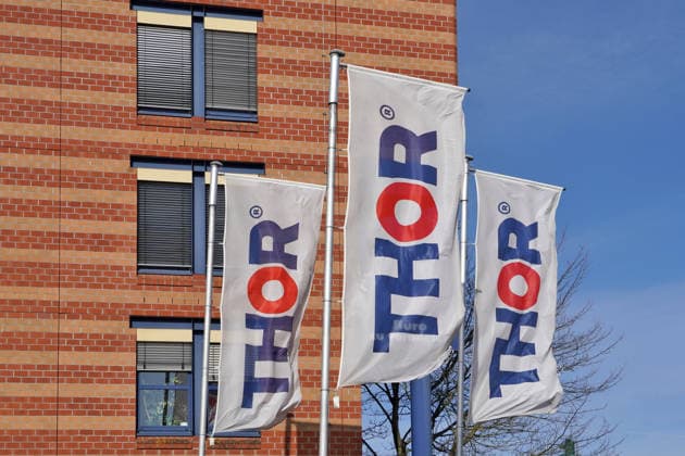 THOR, Thor Industrial assembly GmbH Co KG, House , Building and Supply technology Including Professionals for Building projects in Germany, Company building in Erfurt with Advertising flags, Thuringia 1131609002