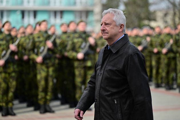 Czech Defence Minister Jaromir Zuna (for SPD) attends a ceremonial military oath of career soldiers, members of active reserves and participants in voluntary military training, in Brno, Czech Republic, on April 10, 2026. (CTKxPhoto VaclavxSalek) CTKPhotoP2026041002881  CTKPhotoP2026041002881