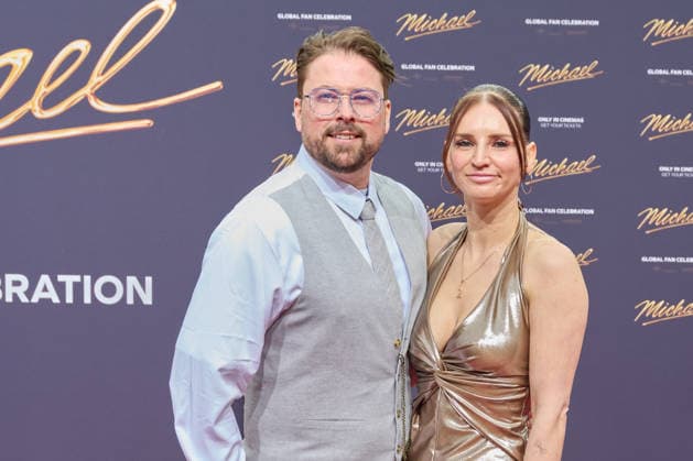 Felix von Jascheroff with wife Alexandra Sophie Winterberg International premiere Global Fan Celebration of Michael at the Uber Eats Music Hall in Berlin on 10 04 2026 Cinema premiere Michael