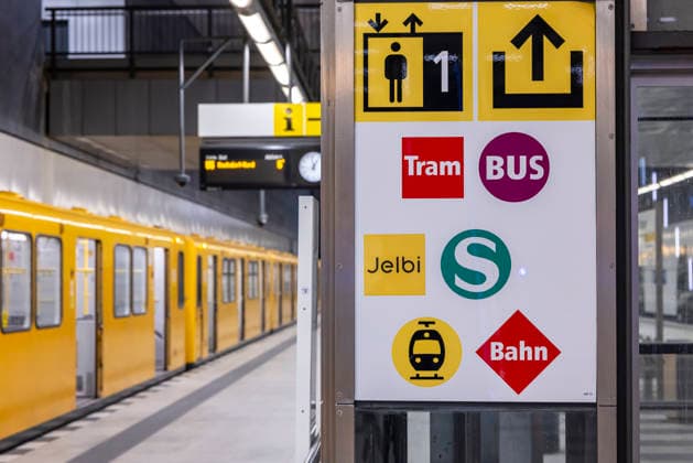 Subway station Hauptbahnhof of line U5 with subway 28 03 2026, Berlin, Germany