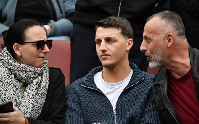 12 04 2026, xophax, Soccer 1 Bundesliga, 1 FC Koeln Werder Bremen Sabrina El Mala , mother of Said El Mala, left ,son Malek El Mala , center and father Mohamed El Mala DFL DFB REGULATIONS PROHIBIT ANY USE OF PHOTOGRAPHS as IMAGE SEQUENCES and or QUASI VIDEO Koeln