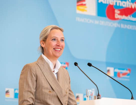 Alice Weidel EUR, Germany, Berlin 14 04 2026 Press statement before the parliamentary group meeting with Alice Weidel Co-Chair of the AfD parliamentary group in the Bundestag