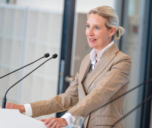 Alice Weidel EUR, Germany, Berlin 14 04 2026 Press statement before the parliamentary group meeting with Alice Weidel Co-Chair of the AfD parliamentary group in the Bundestag