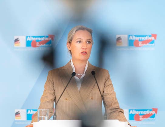 Alice Weidel EUR, Germany, Berlin 14 04 2026 Press statement before the parliamentary group meeting with Alice Weidel Co-Chair of the AfD parliamentary group in the Bundestag