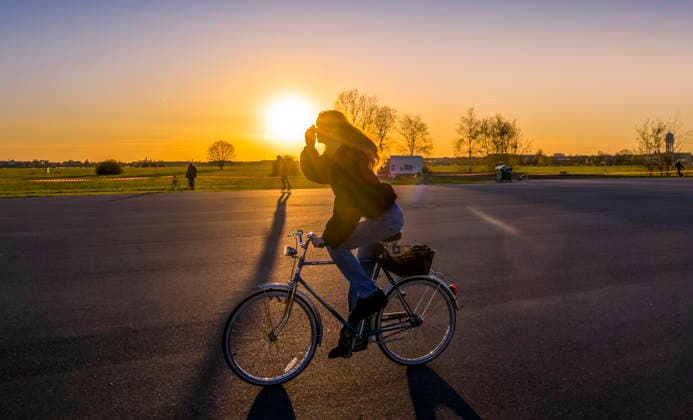 Cyclist, Leisure, Tempelhofer Feld, Tempelhof, Berlin, Germany