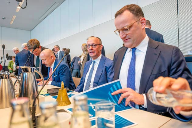 Friedrich Merz EUR, Germany, Berlin 14 04 2026 Federal Chancellor Friedrich Merz CDU before the parliamentary group meeting of the CDU CSU parliamentary group in the Bundestag