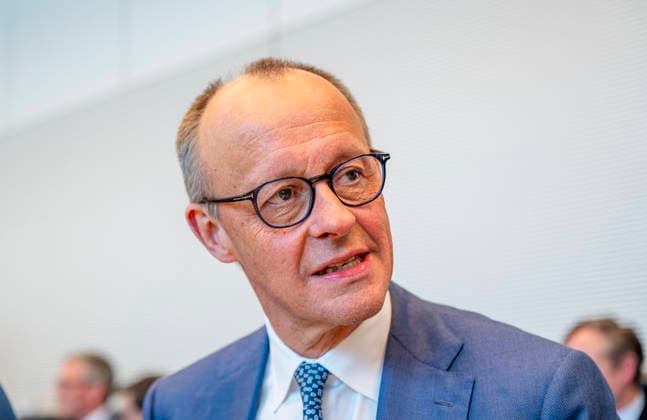 Friedrich Merz EUR, Germany, Berlin 14 04 2026 Federal Chancellor Friedrich Merz CDU before the parliamentary group meeting of the CDU CSU parliamentary group in the Bundestag