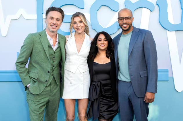 Zach Braff, Sarah Chalke, Aseem Batra and Donald Faison at the Emmy FYC X finale event for the ABC series Scrubs at the Television Academy s Wolf Theatre Los Angeles, 14 04 2026 Foto:xC.xVanxWagonerx xFuturexImagex scrubs_6134