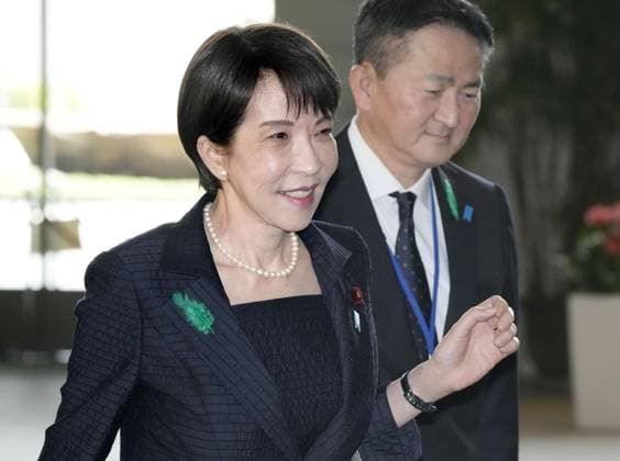 Japan PM Takaichi Japanese Prime Minister Sanae Takaichi arrives at the prime minister s office in Tokyo on April 20, 2026.  A14AA0005478039P