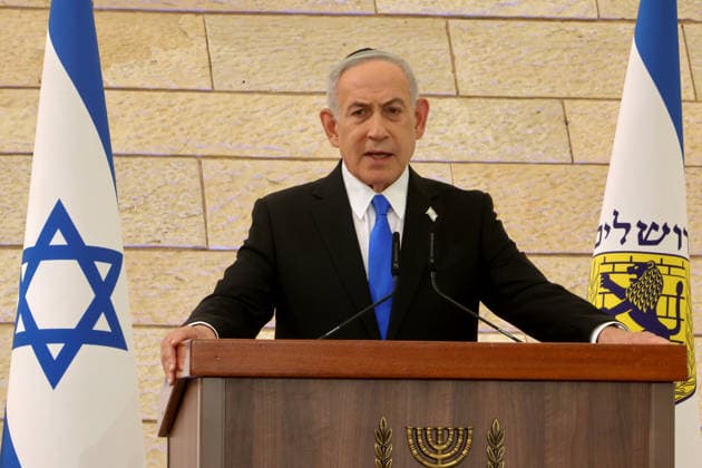 Israeli Prime Minister speaks at the opening event for the Memorial Day at the Yad LaBanim House in Jerusalem on Monday, April 20, 2026. Pool photo by Marc Israel Sellem  JERX20260420204 MarcxIsraelxSellem