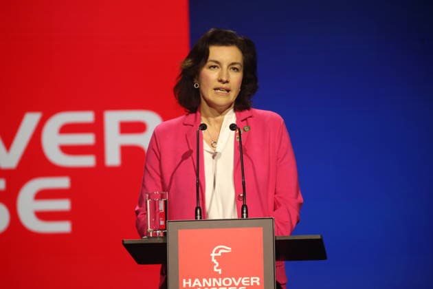 Dorothee Bär, Federal Minister of Research, Technology and Space, speaks at an event on the opening day of Hannover Messe in Hall 25, Center Stage Brazil is this years partner country of Hannover Messe Hannover, 20 04 2026 Copyright: xAgenturxMatthiasxWehnertx xM.xGränzdörferx