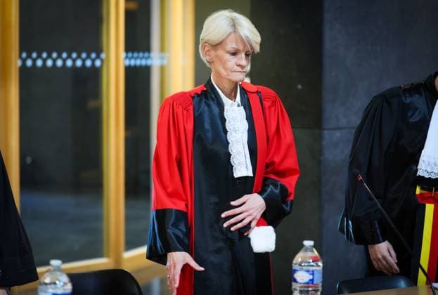 Court chairwoman Martine Baes pictured during the composition of the jury for the trial of P. and A. Falzone, at the Court of Appeal of Mons, on Thursday 23 April 2026. The trial of the two cousins concerns the 2022 tragedy in Strepy-Bracquegnies, where a car plowed into a carnival parade around 5:00. Six people died at the scene, and a seventh months later in the hospital. P. Falzone is charged with seven murder and 81 attempted murder. A. Falzone with failure to render aid to a person in danger.  VIRGINIExLEFOUR 171737377