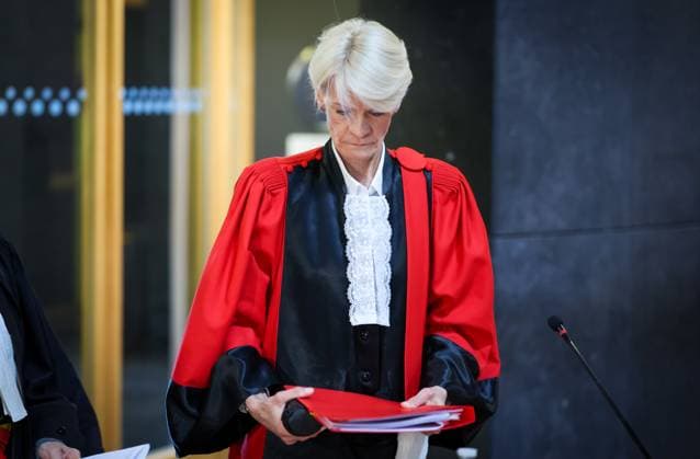 Court chairwoman Martine Baes pictured during the composition of the jury for the trial of P. and A. Falzone, at the Court of Appeal of Mons, on Thursday 23 April 2026. The trial of the two cousins concerns the 2022 tragedy in Strepy-Bracquegnies, where a car plowed into a carnival parade around 5:00. Six people died at the scene, and a seventh months later in the hospital. P. Falzone is charged with seven murder and 81 attempted murder. A. Falzone with failure to render aid to a person in danger.  VIRGINIExLEFOUR 171737386