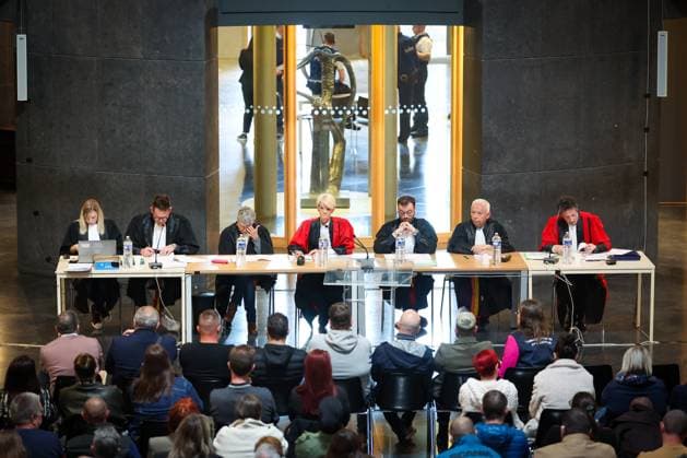 Court chairwoman Martine Baes pictured during the composition of the jury for the trial of P. and A. Falzone, at the Court of Appeal of Mons, on Thursday 23 April 2026. The trial of the two cousins concerns the 2022 tragedy in Strepy-Bracquegnies, where a car plowed into a carnival parade around 5:00. Six people died at the scene, and a seventh months later in the hospital. P. Falzone is charged with seven murder and 81 attempted murder. A. Falzone with failure to render aid to a person in danger.  VIRGINIExLEFOUR 171737622