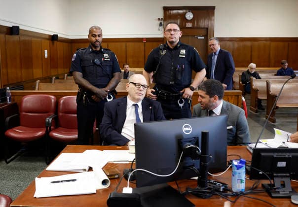 Former Hollywood film producer Harvey Weinstein appears in Manhattan Supreme Court for his retrial in New York City on Thursday, April 23, 2026 The retrial of Weinstein for a rape charge on which a jury was previously deadlocked began on April 14. He will remain imprisoned for other offenses regardless of the verdict. Weinstein is accused of the third-degree rape of Jessica Mann, who starred in the 2015 romantic comedy This Isn t Funny.  NYP20260423901 JOHNxANGELILLO