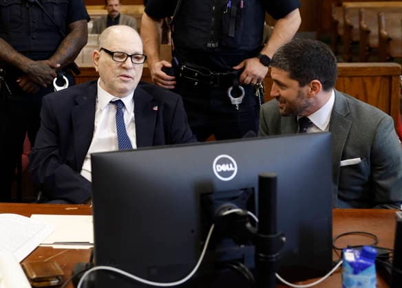 Former Hollywood film producer Harvey Weinstein appears in Manhattan Supreme Court for his retrial in New York City on Thursday, April 23, 2026 The retrial of Weinstein for a rape charge on which a jury was previously deadlocked began on April 14. He will remain imprisoned for other offenses regardless of the verdict. Weinstein is accused of the third-degree rape of Jessica Mann, who starred in the 2015 romantic comedy This Isn t Funny.  NYP20260423902 JOHNxANGELILLO