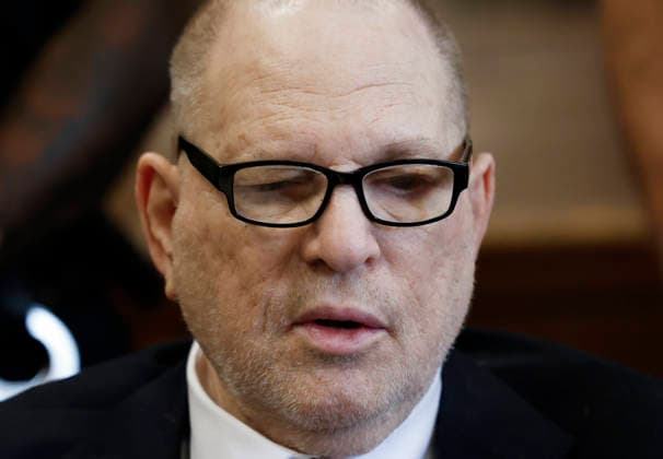 Former Hollywood film producer Harvey Weinstein appears in Manhattan Supreme Court for his retrial in New York City on Thursday, April 23, 2026 The retrial of Weinstein for a rape charge on which a jury was previously deadlocked began on April 14. He will remain imprisoned for other offenses regardless of the verdict. Weinstein is accused of the third-degree rape of Jessica Mann, who starred in the 2015 romantic comedy This Isn t Funny.  NYP20260423903 JOHNxANGELILLO