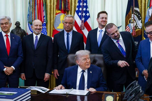 US President Donald Trump speaks during a Health Care Affordability event US President Donald Trump delivers remarks during a Health Care Affordability event in the Oval Office at the White House. Washington, DC, USA, 23 April 2026. WASHINGTON DISTRICT OF COLUMBIA United States  Copyright: xPool ABACAx