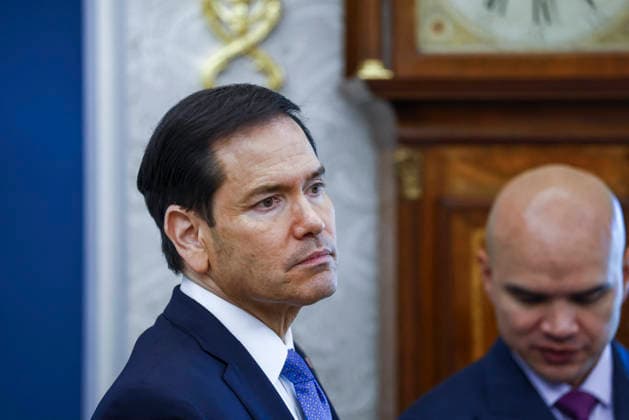US President Donald Trump speaks during a Health Care Affordability event US Secretary of State Marco Rubio listens as US President Donald Trump delivers remarks during a Health Care Affordability event in the Oval Office at the White House. Washington, DC, USA, 23 April 2026. WASHINGTON DISTRICT OF COLUMBIA United States  Copyright: xPool ABACAx